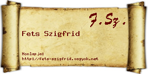 Fets Szigfrid névjegykártya